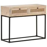 Console Table 100x35x76 cm Solid Mango Wood and Natural Cane - Extra Image