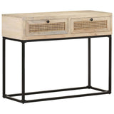 Console Table 100x35x76 cm Solid Mango Wood and Natural Cane - Extra Image