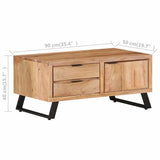 Coffee Table 90x50x40 cm Solid Acacia Wood with Live Edges - Close-Up Angle