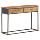 Console Table 110x35x75 cm Solid Acacia Wood - Close-Up Angle