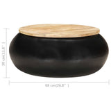 Coffee Table Black 68x68x30 cm Solid Mango Wood - 45-Degree Angle