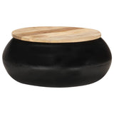 Coffee Table Black 68x68x30 cm Solid Mango Wood - Close-Up Angle