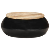 Coffee Table Black 68x68x30 cm Solid Mango Wood - Extra Image