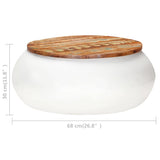 Coffee Table White 68x68x30 cm Solid Reclaimed Wood - 45-Degree Angle