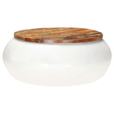 Coffee Table White 68x68x30 cm Solid Reclaimed Wood - Low Angle