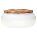 Coffee Table White 68x68x30 cm Solid Reclaimed Wood