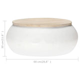 Coffee Table White 68x68x30 cm Solid Mango Wood