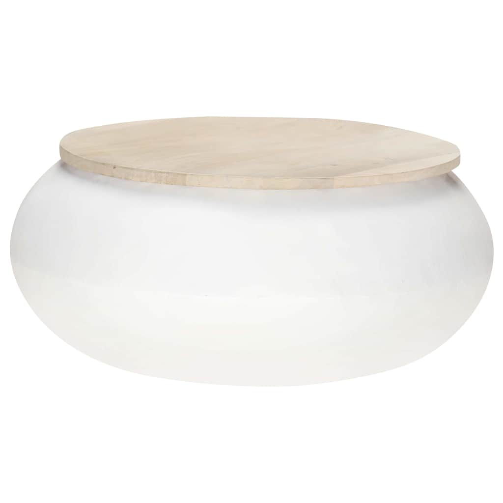 Coffee Table White 68x68x30 cm Solid Mango Wood