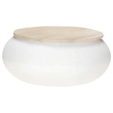 Coffee Table White 68x68x30 cm Solid Mango Wood - Rear View