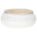Coffee Table White 68x68x30 cm Solid Mango Wood - Close-Up Angle