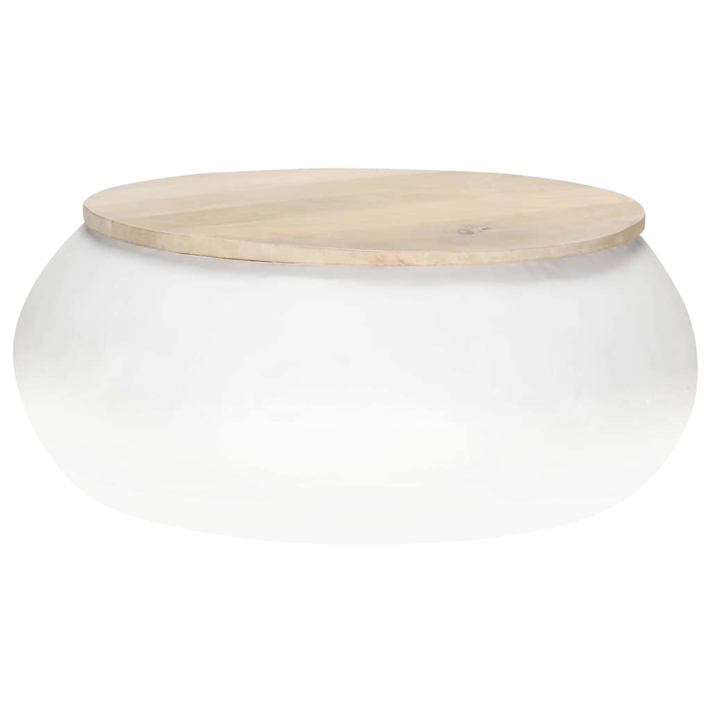 Coffee Table White 68x68x30 cm Solid Mango Wood