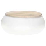 Coffee Table White 68x68x30 cm Solid Mango Wood - Extra Image