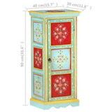 Hand Painted Highboard 40x30x90 cm Solid Mango Wood - Close-Up Angle