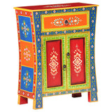 Hand Painted Sideboard 60x30x75 cm Solid Mango Wood - Low Angle