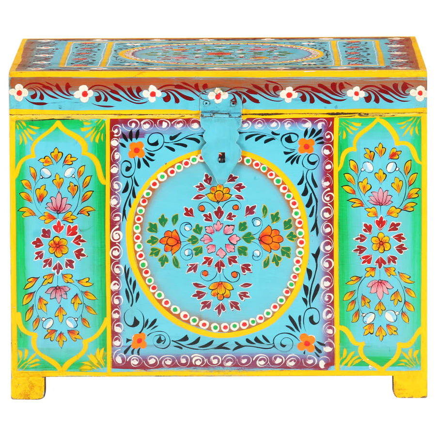 Hand Painted Storage Box 50x40x40 cm Solid Mango Wood