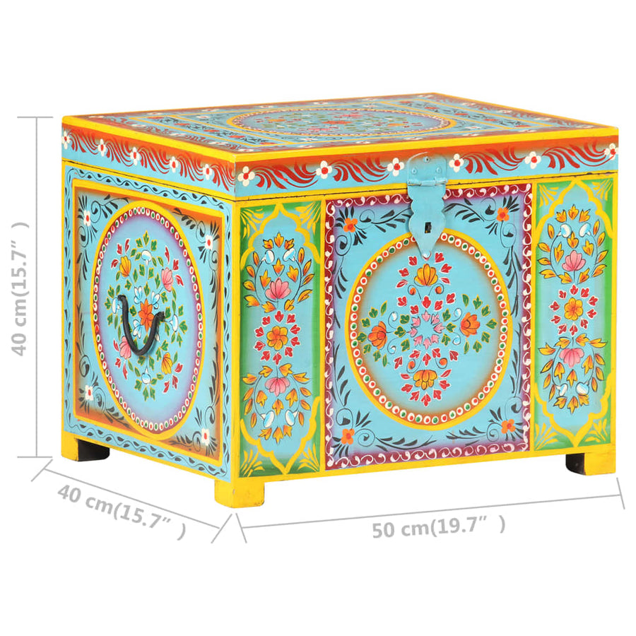 Hand Painted Storage Box 50x40x40 cm Solid Mango Wood