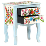 Hand Painted Bedside Cabinet 40x30x50 cm Solid Mango Wood - Front View