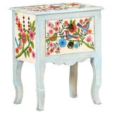 Hand Painted Bedside Cabinet 40x30x50 cm Solid Mango Wood - Low Angle