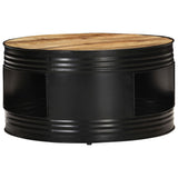 Coffee Table Black 68x68x36 cm Solid Rough Mango Wood - Front View