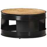 Coffee Table Black 68x68x36 cm Solid Rough Mango Wood - Close-Up Angle