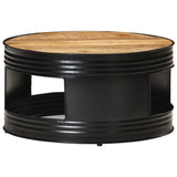 Coffee Table Black 68x68x36 cm Solid Rough Mango Wood - Low Angle