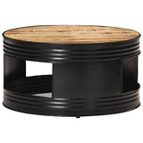 Coffee Table Black 68x68x36 cm Solid Rough Mango Wood - Extra Image