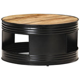Coffee Table Black 68x68x36 cm Solid Rough Mango Wood - Extra Image