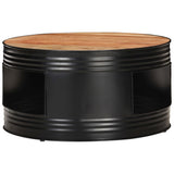 Coffee Table Black 68x68x36 cm Solid Acacia Wood - Front View