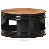 Coffee Table Black 68x68x36 cm Solid Acacia Wood - Rear View