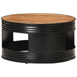 Coffee Table Black 68x68x36 cm Solid Acacia Wood - Close-Up Angle