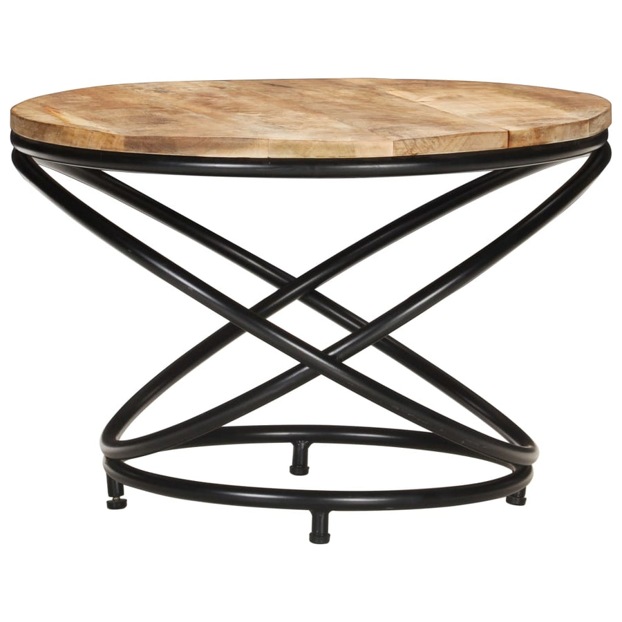 Coffee Table Black 60x60x40 cm Solid Rough Mango Wood