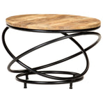 Coffee Table Black 60x60x40 cm Solid Rough Mango Wood