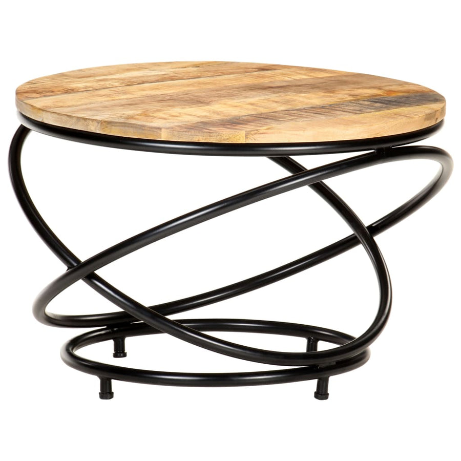 Coffee Table Black 60x60x40 cm Solid Rough Mango Wood