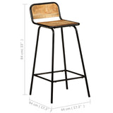 Bar Chairs 2 pcs Solid Mango Wood - Close-Up Angle