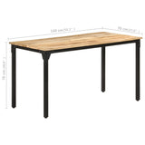 Dining Table 140x70x76 cm Rough Mango Wood - Close-Up Angle
