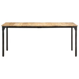 Dining Table 180x90x76 cm Rough Mango Wood - Front View