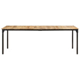 Dining Table 220x100x76 cm Rough Mango Wood - Front View