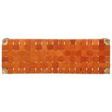 Bench 110 cm Brown Real Leather and Solid Mango Wood - Side View