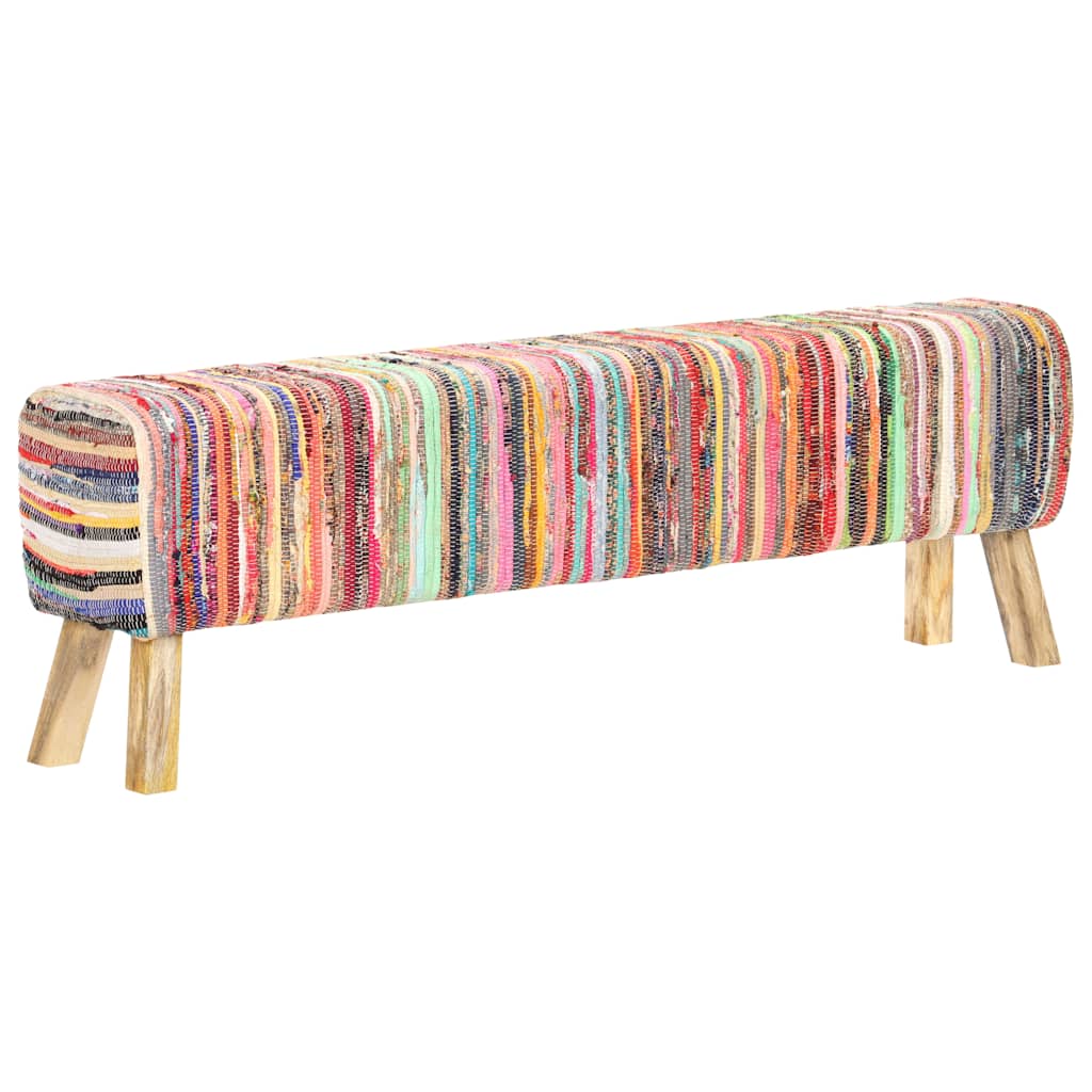 Bench 160 cm Multicolour Chindi Fabric