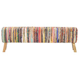 Bench 160 cm Multicolour Chindi Fabric - Front View