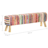 Bench 160 cm Multicolour Chindi Fabric - Rear View