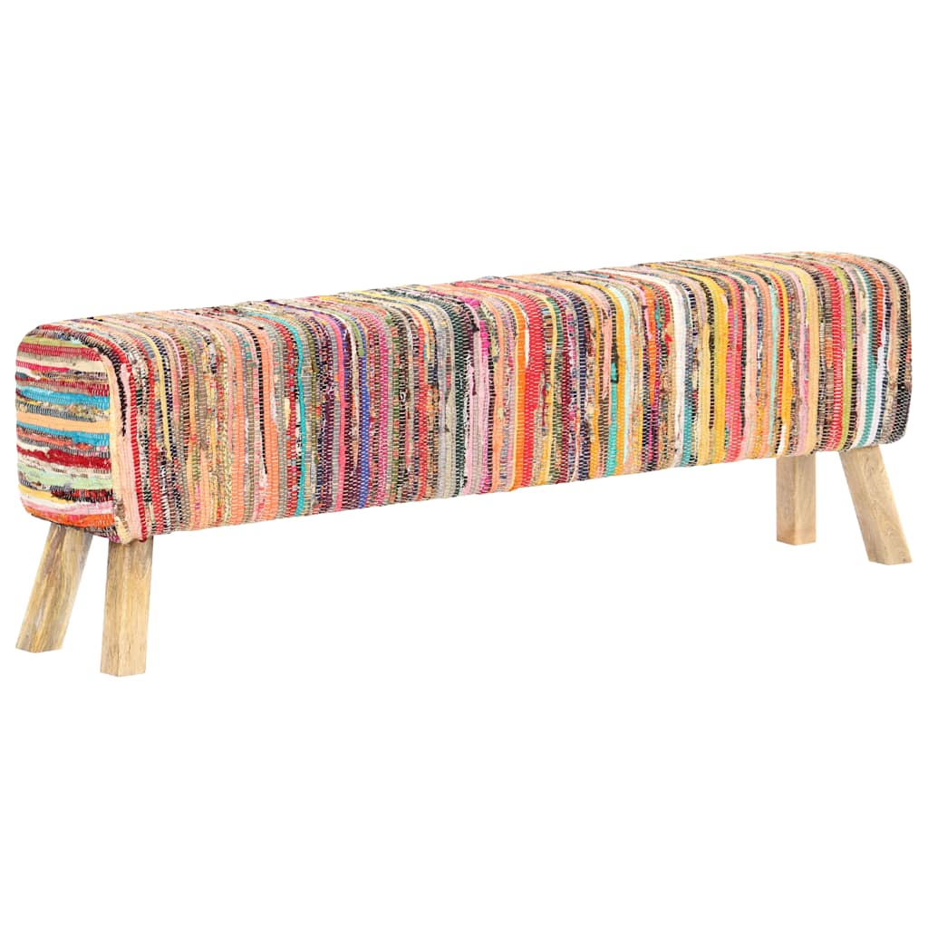 Bench 160 cm Multicolour Chindi Fabric