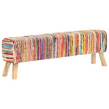 Bench 160 cm Multicolour Chindi Fabric - Close-Up Angle