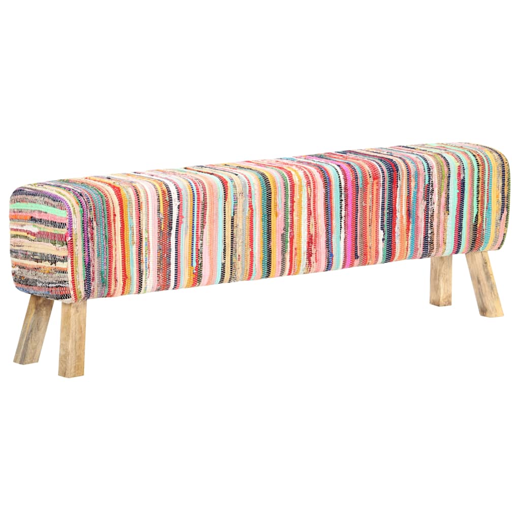 Bench 160 cm Multicolour Chindi Fabric