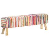 Bench 160 cm Multicolour Chindi Fabric - Low Angle