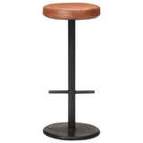 Bar Stools 2 pcs Brown Real Leather - Front View