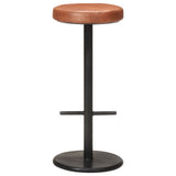 Bar Stools 2 pcs Brown Real Leather - Side View