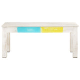 Coffee Table White 110x60x45 cm Solid Mango Wood - Front View