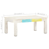 Coffee Table White 110x60x45 cm Solid Mango Wood - Rear View