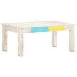 Coffee Table White 110x60x45 cm Solid Mango Wood - Close-Up Angle